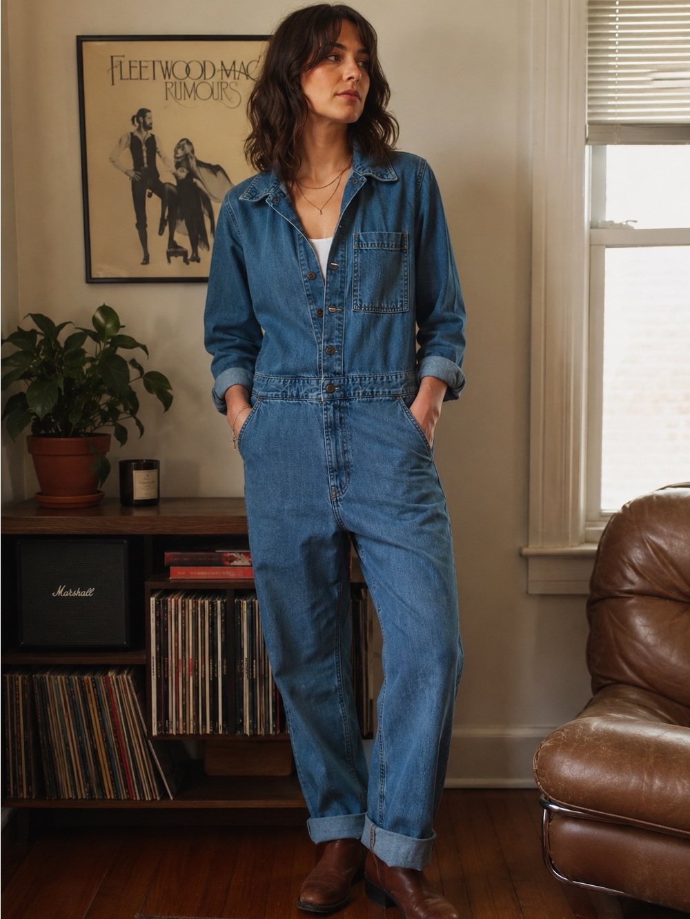 Levi Strauss Women's Long Sleeve Heritage Jumpsuit Blue Denim Size XS